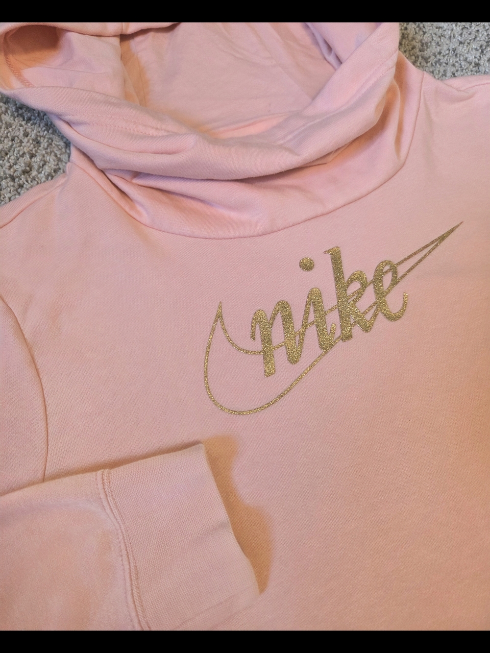 Nike Pink Glitter Logo Hoodie Coquette Soft Girl Casual Sporty Lounge Athleisure